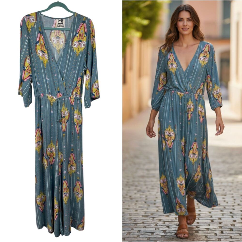 Jaase Anthropologie Jumpsuit Wide Leg Drawstring Waist Flowy Boho Sz L